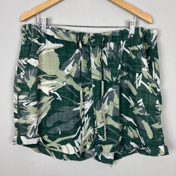 XCVI Wearables Shorts Womens‎ XL Green Camo Drawstring Cotton Pockets Casual - Picture 13 of 13